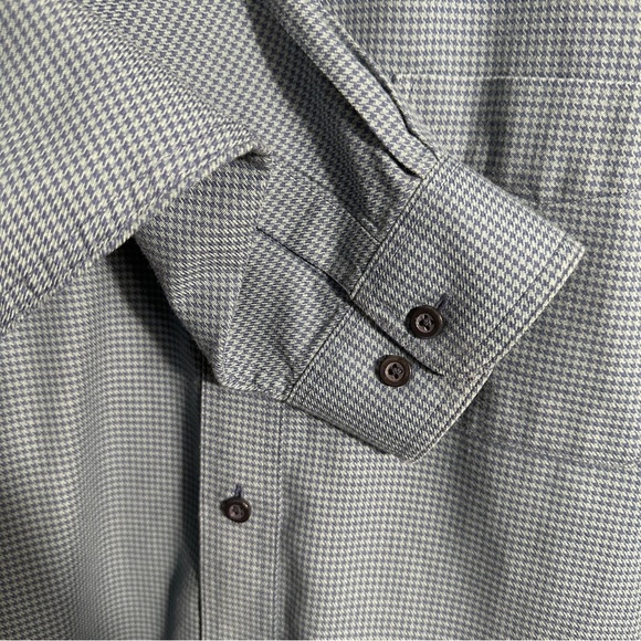 LL Bean men's flannel shirt, size Large Tall. Blue/green/navy houndstooth, fall - Picture 7 of 7